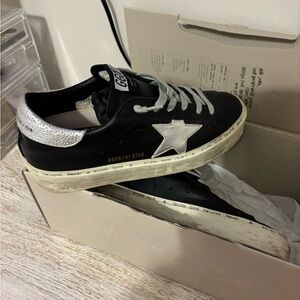 Golden Goose Black Sneakers with Silver Star